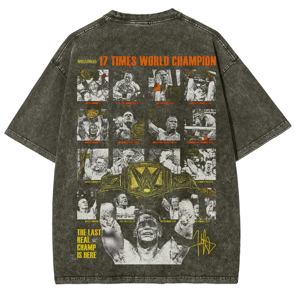 Unisex Fit Washed T-Shirt THE LAST REAL CHAMP
